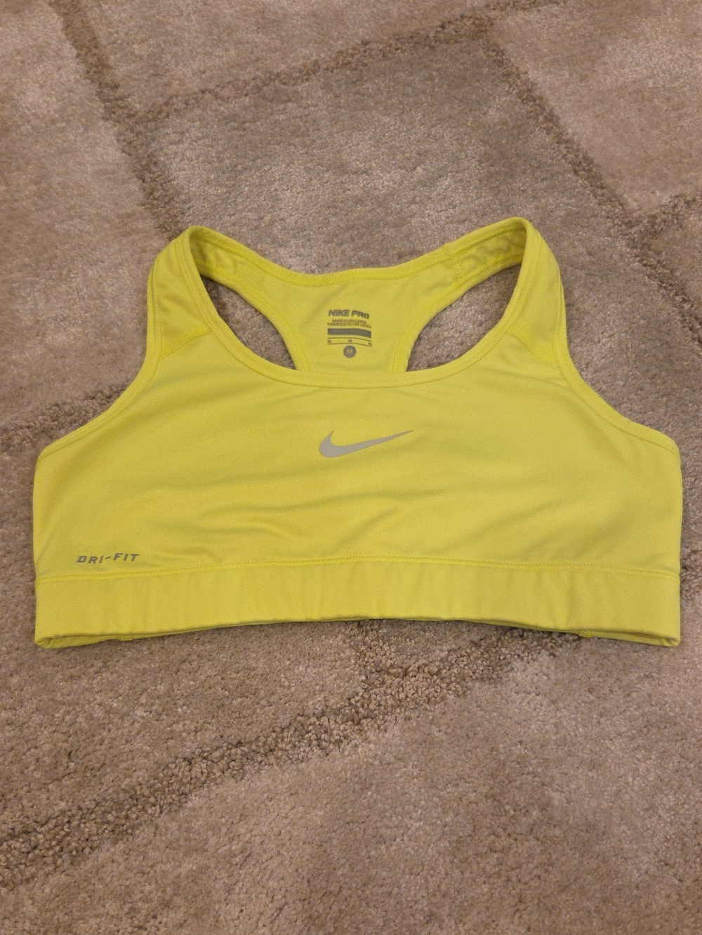 Nike Neon Yellow Dri-FIT Racerback Sports Bra